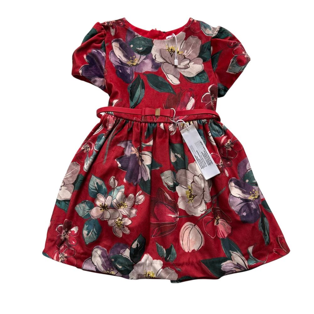 NWT Mayoral Floral Velvet Belted Dress Size 4